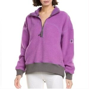 Free People Movement-NWT-Hit the Slopes Fleece 1/4 Zip Jacket-Violet-Size S